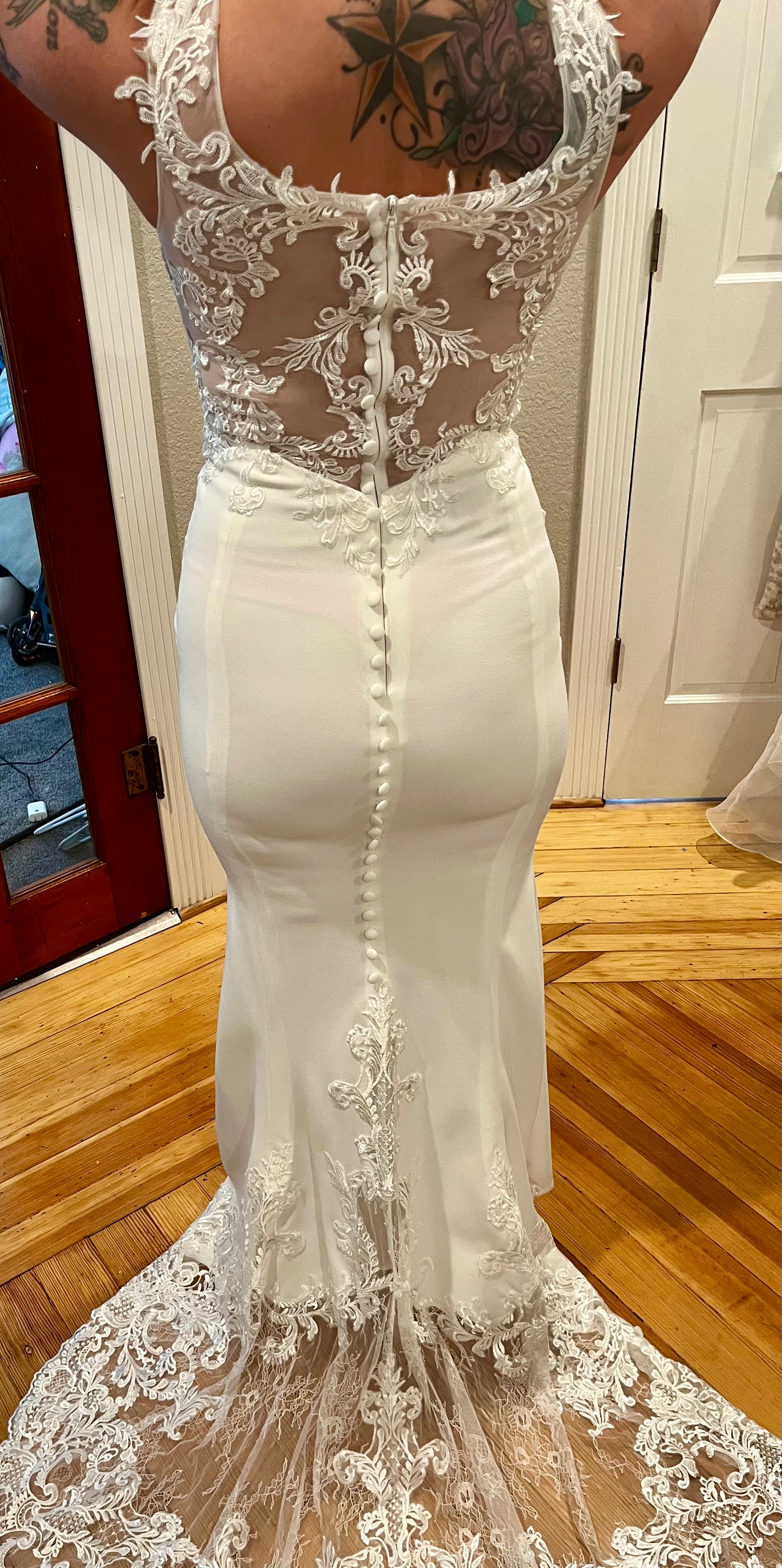 Azazie crepe fit to flare size 4 #06