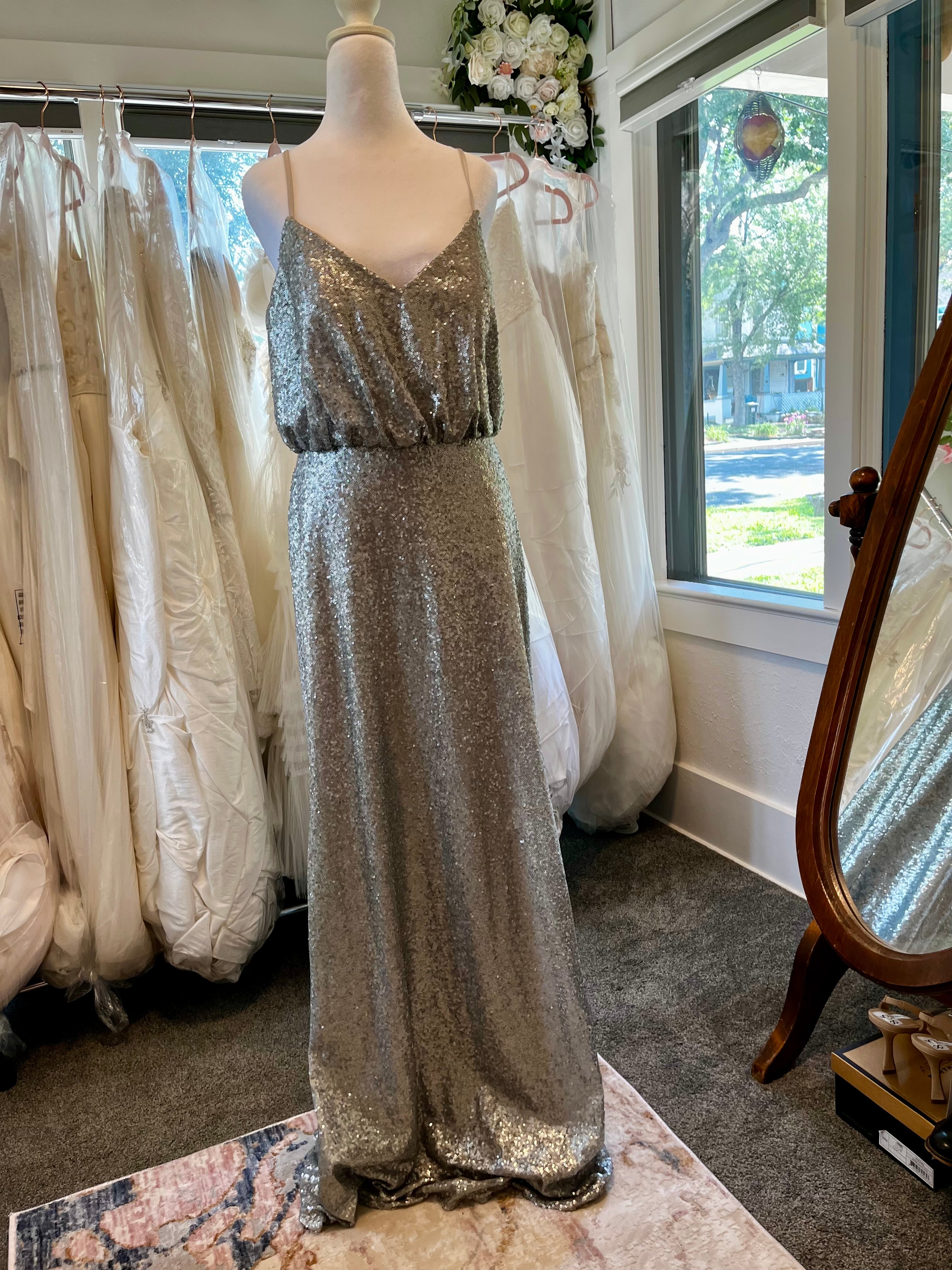 Silver sequined dress size 12