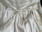 Strapless ivory satin with pleated skirt wedding dress #09
