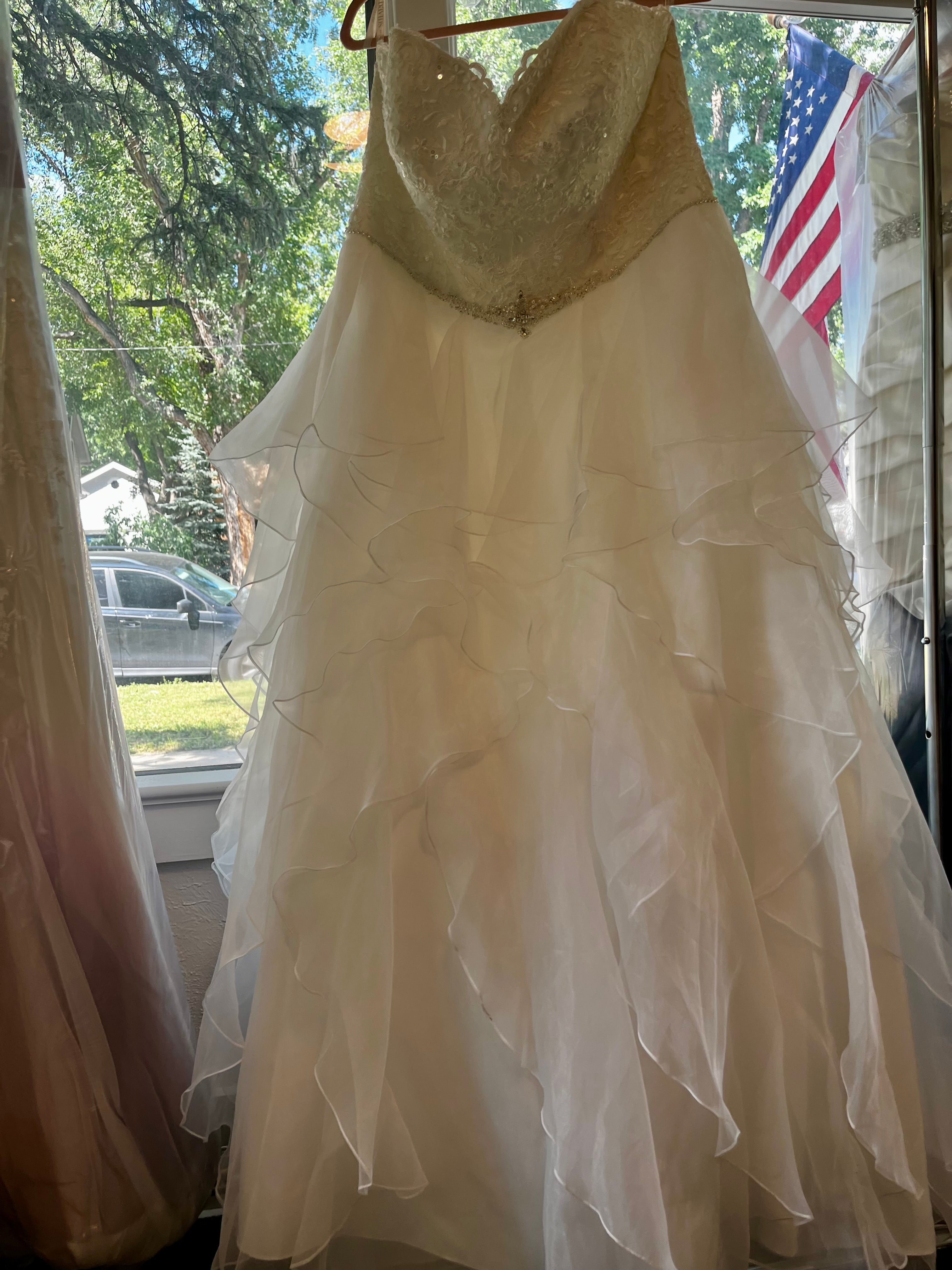 Romantic Strapless Ballgown Wedding Dress – Size 18W #25
