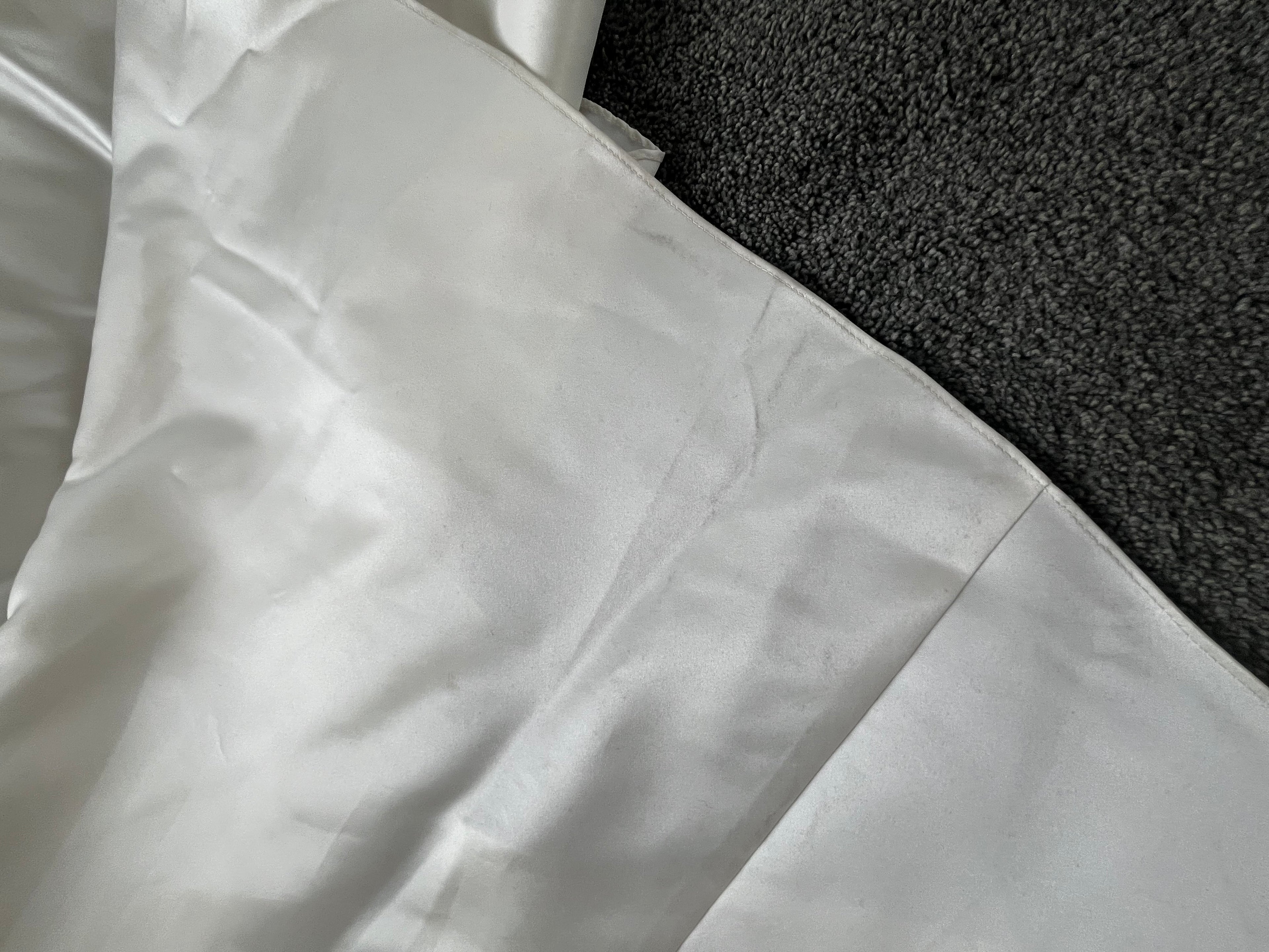 Strapless ivory satin with pleated skirt wedding dress #09