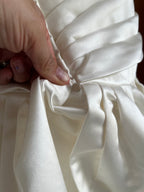 Strapless ivory satin with pleated skirt wedding dress #09