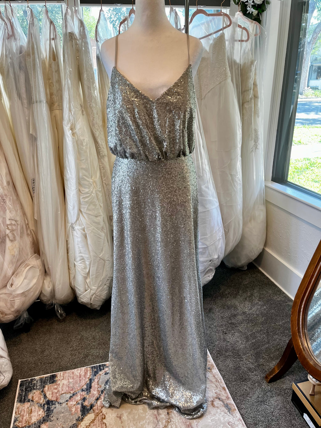 Silver sequined dress size 12