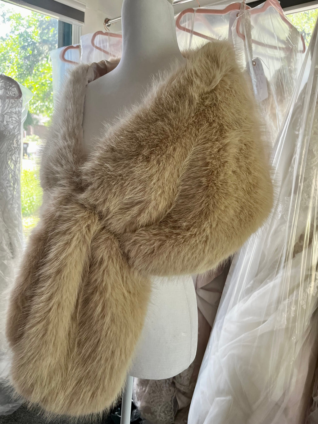 Faux fur champagne shawl #08