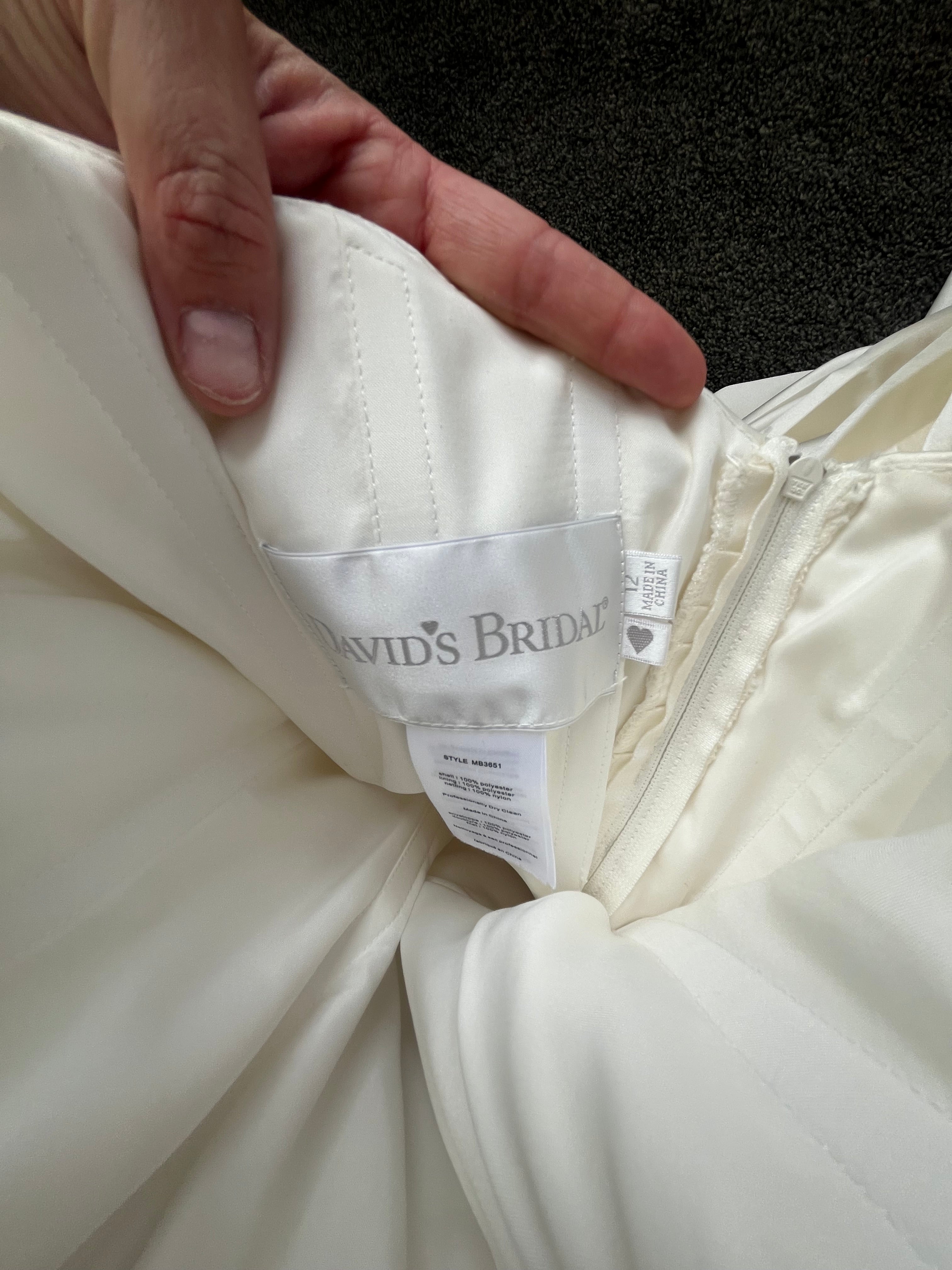 Strapless ivory satin with pleated skirt wedding dress #09