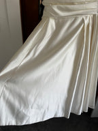 Strapless ivory satin with pleated skirt wedding dress #09