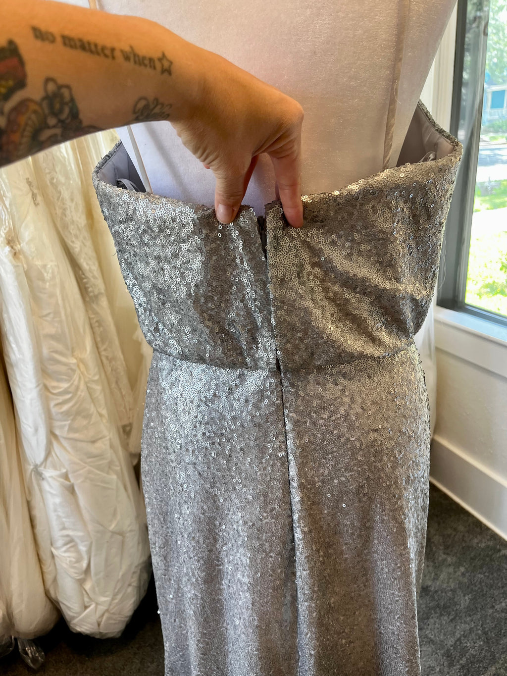 Silver sequined dress size 12