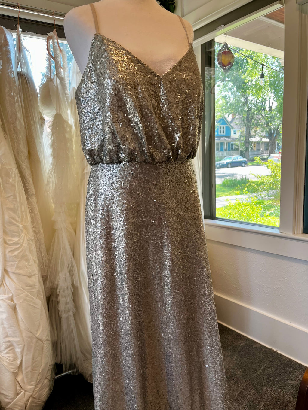Silver sequined dress size 12