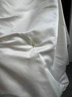 Strapless ivory satin with pleated skirt wedding dress #09